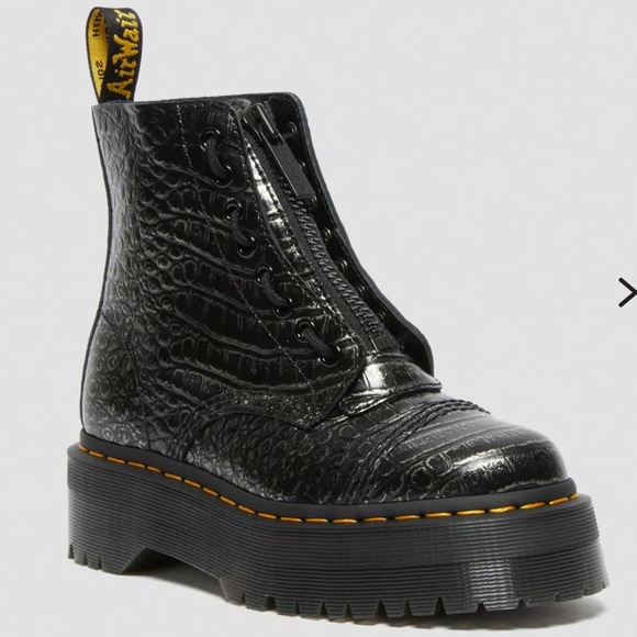 Dr. Martens Doc Martens Women's Sinclair Crocodile Quad Retro Platform Boots New - Picture 2 of 15